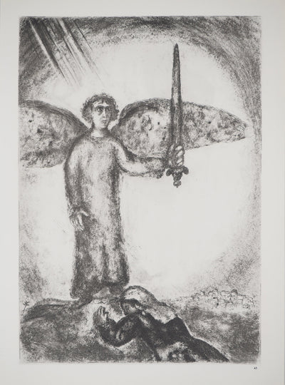 Marc CHAGALL : Josué se prosterne devant l'ange, Héliogravure originale (vue générale) - Crédit photo : Galerie Art.Paris