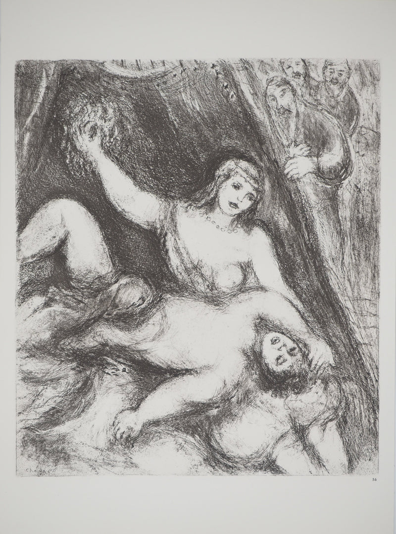 Marc CHAGALL : Dalila coupe les cheveux de Samson, Héliogravure originale (vue générale) - Crédit photo : Galerie Art.Paris