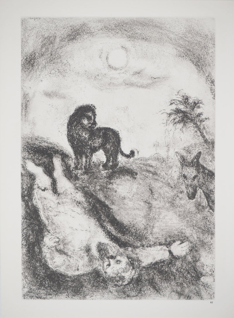 Marc CHAGALL : Prophète rebelle tué par un lion, Héliogravure originale (vue générale) - Crédit photo : Galerie Art.Paris