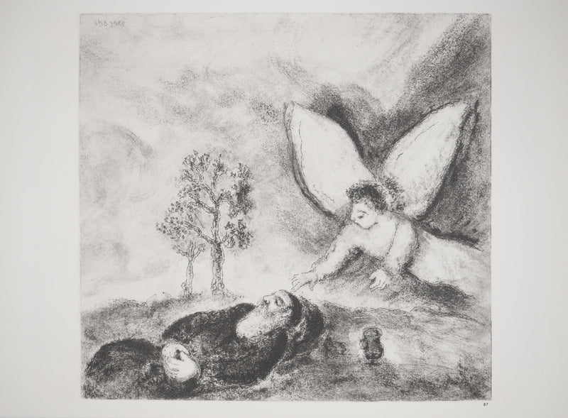 Marc CHAGALL : Elie réconforté par un ange, Héliogravure originale (vue générale) - Crédit photo : Galerie Art.Paris