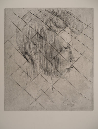 Pablo PICASSO : Saltimbanques : Tête de femme, Gravure originale (vue générale) - Crédit photo : Galerie Art.Paris