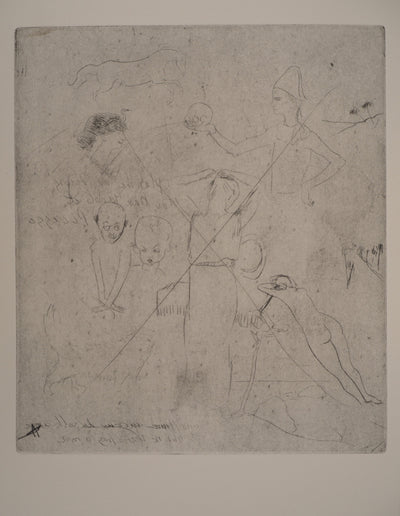 Pablo PICASSO : Saltimbanques : Planche de dessins de Picasso et Max Jacob, Gravure original (vue générale) - Crédit photo : Galerie Art.Paris