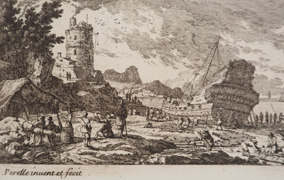 Famille PERELLE : Construction d'un navire, Gravure originale (photo de détail 4) - Crédit photo : Galerie Art.Paris