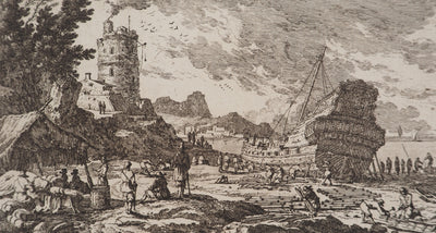 Famille PERELLE : Construction d'un navire, Gravure originale (photo de détail 7) - Crédit photo : Galerie Art.Paris