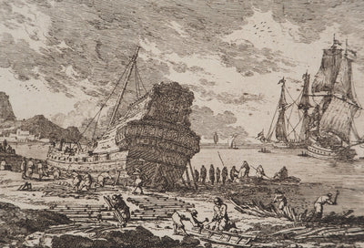 Famille PERELLE : Construction d'un navire, Gravure originale (photo de détail 8) - Crédit photo : Galerie Art.Paris