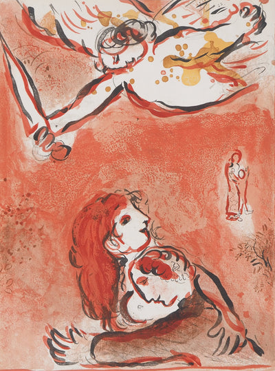 Marc CHAGALL : L'ange sauveur : Israel, Gravure originale (vue générale) - Crédit photo : Galerie Art.Paris