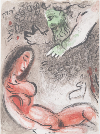 Marc CHAGALL : La Bible : L'apparition de Dieu à Eve, Lithographie originale (vue générale) - Crédit photo : Galerie Art.Paris