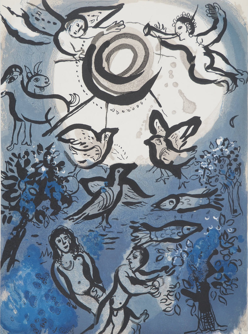 Marc CHAGALL : La Bible : La Création de la Terre, Lithographie originale (vue générale) - Crédit photo : Galerie Art.Paris