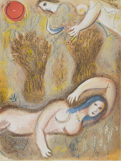 Marc CHAGALL : La Bible, La jeune fille dans le champs, Lithographie originale (vue générale) - Crédit photo : Galerie Art.Paris