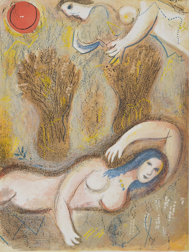 Marc CHAGALL : La Bible, La jeune fille dans le champs, Lithographie originale (vue générale) - Crédit photo : Galerie Art.Paris