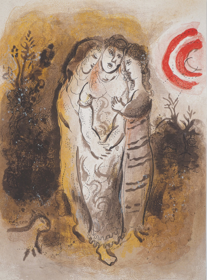 Marc CHAGALL : La Bible, Noémie et ses filles, Lithographie originale (vue générale) - Crédit photo : Galerie Art.Paris