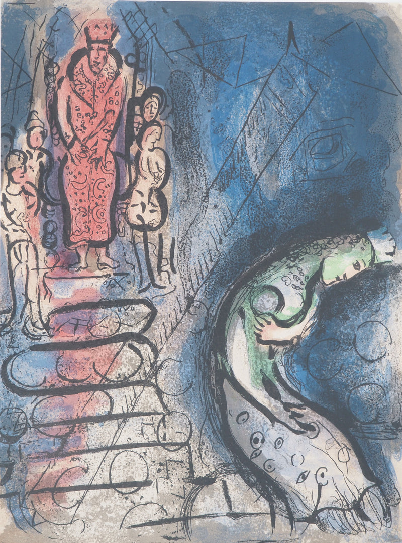 Marc CHAGALL : La Bible, Vasthi chassée, Lithographie originale (vue générale) - Crédit photo : Galerie Art.Paris