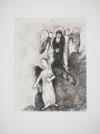 Marc CHAGALL : La descente vers Sodome, c, Gravure originale (vue générale) - Crédit photo : Galerie Art.Paris