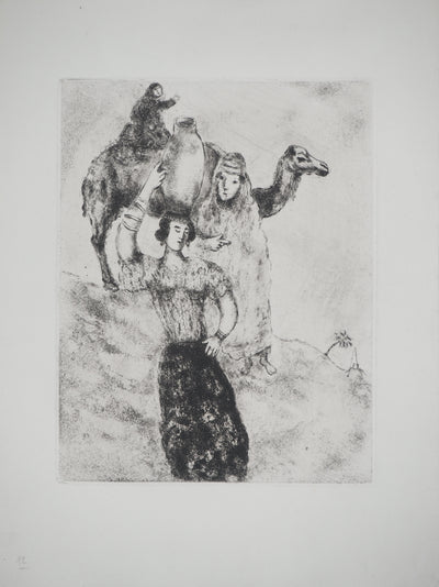 Marc CHAGALL : Rébecca à la fontaine, c, Gravure originale (vue générale) - Crédit photo : Galerie Art.Paris