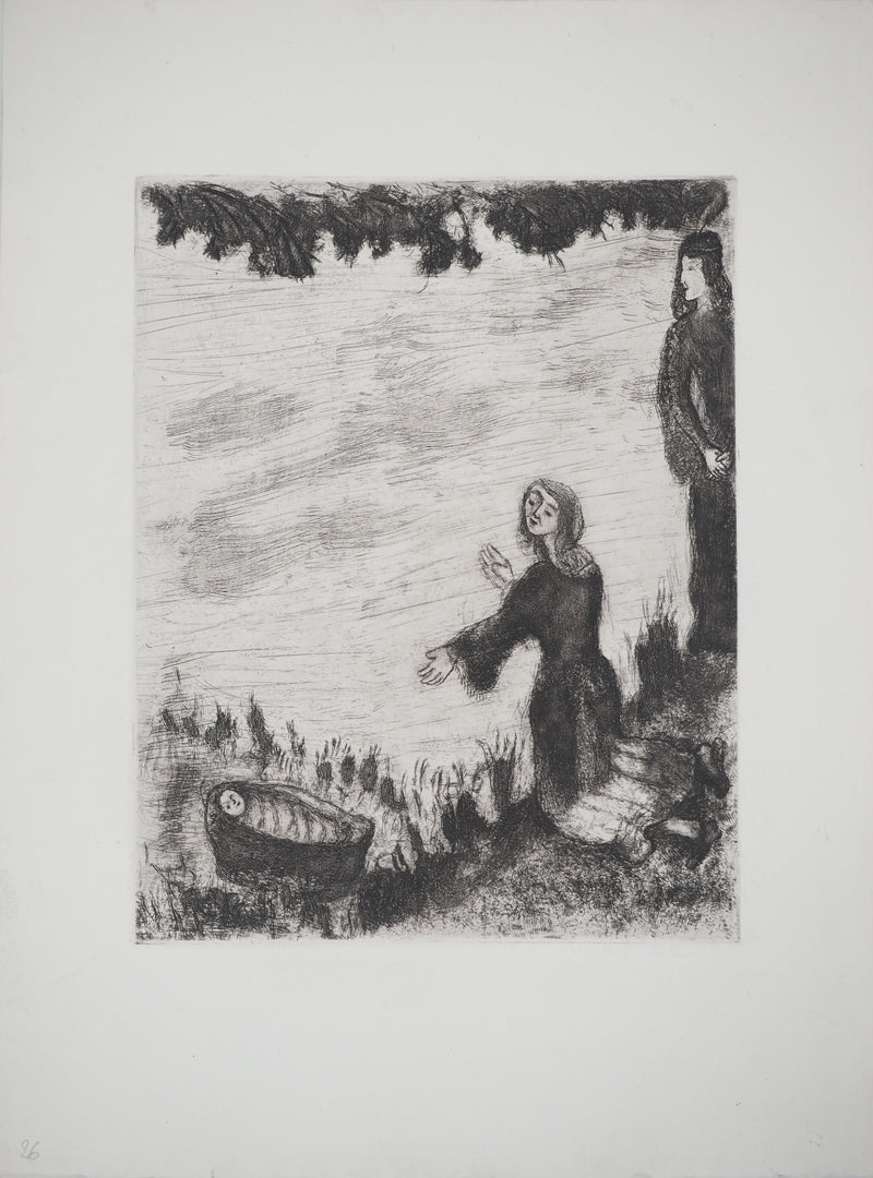 Marc CHAGALL : Moïse sauvé des eaux, c, Gravure originale (vue générale) - Crédit photo : Galerie Art.Paris