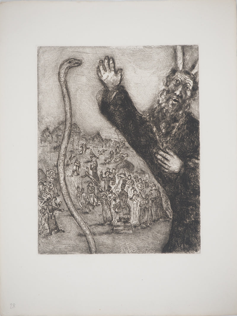 Marc CHAGALL : Moïse et le serpent, c, Gravure originale (vue générale) - Crédit photo : Galerie Art.Paris