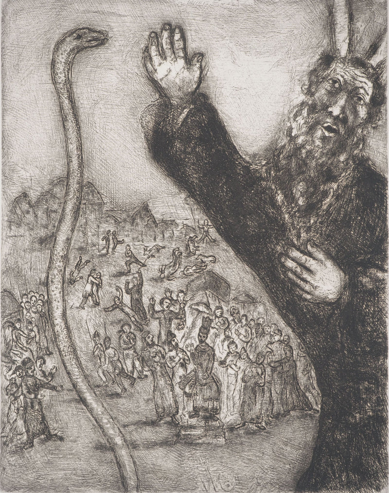 Marc CHAGALL : Moïse et le serpent, c, Gravure originale (photo de détail 2) - Crédit photo : Galerie Art.Paris