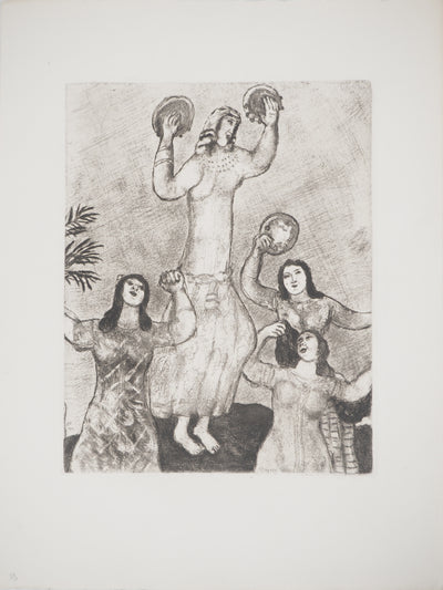 Marc CHAGALL : Danse de Marie, sœur de Moïse, c, Gravure originale (vue générale) - Crédit photo : Galerie Art.Paris