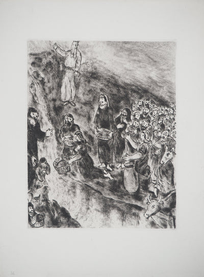 Marc CHAGALL : Moïse fait jaillir l'eau du rocher, c, Gravure originale (vue générale) - Crédit photo : Galerie Art.Paris