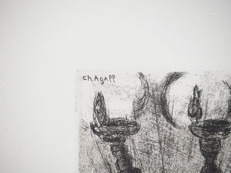 Marc CHAGALL : Aaron et le chandelier, c, Gravure originale (photo de détail 2) - Crédit photo : Galerie Art.Paris