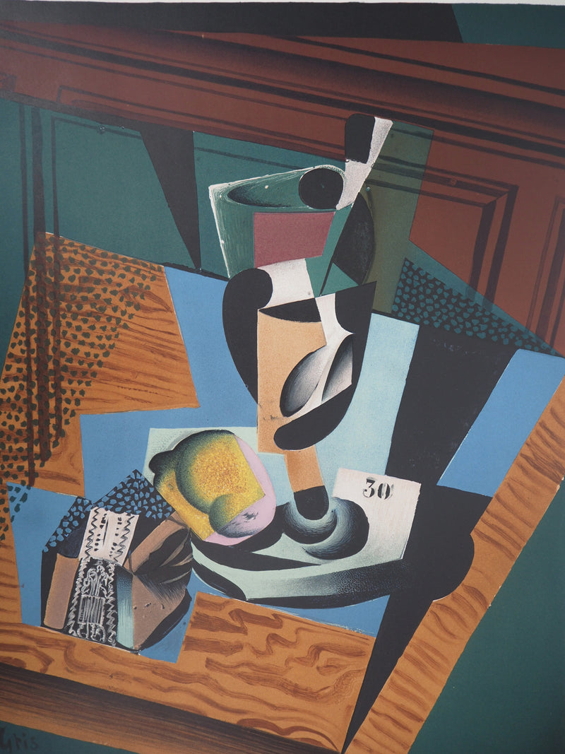 Juan GRIS : Nature morte cubiste, Affiche en lithographie signée