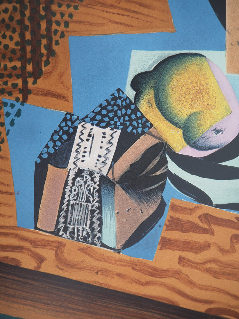 Juan GRIS : Nature morte cubiste, Affiche en lithographie signée
