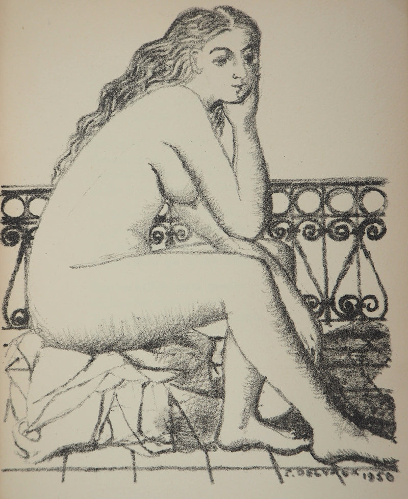Paul DELVAUX : Nu pensi, Lithographie originale (photo de détail 3) - Crédit photo : Galerie Art.Paris