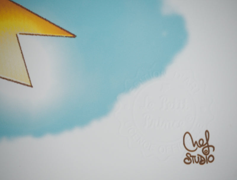 Antoine DE SAINT-EXUPERY et Jordi NEF : Le Petit Prince joue à la marelle, Lithographie signée