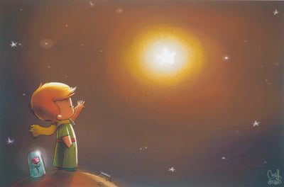 Antoine DE SAINT-EXUPERY et Jordi NEF : Le Petit Prince et le coucher de soleil, Lithographie signée