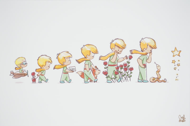 Antoine DE SAINT-EXUPERY et Jordi NEF : Les aventures du Petit Prince, Lithographie signée
