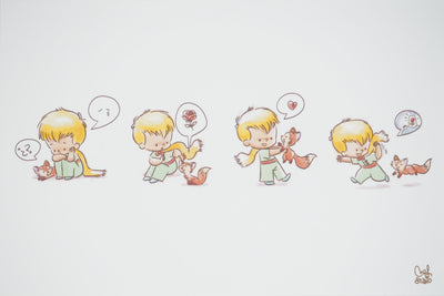 Antoine DE SAINT-EXUPERY et Jordi NEF : Le Petit Prince et le renard, Lithographie signée