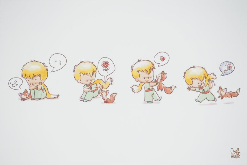 Antoine DE SAINT-EXUPERY et Jordi NEF : Le Petit Prince et le renard, Lithographie signée