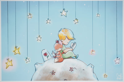 Antoine DE SAINT-EXUPERY et Jordi NEF : Le Petit Prince sur la planète fleurie, Lithographie signée