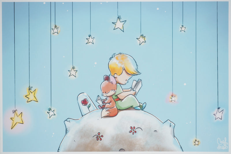 Antoine DE SAINT-EXUPERY et Jordi NEF : Le Petit Prince sur la planète fleurie, Lithographie signée