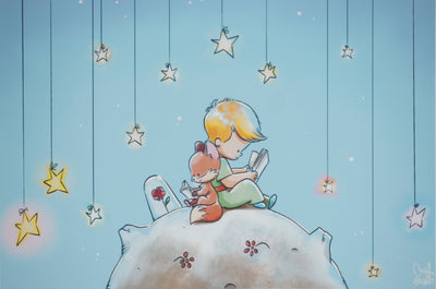 Antoine DE SAINT-EXUPERY et Jordi NEF : Le Petit Prince sur la planète fleurie, Lithographie signée