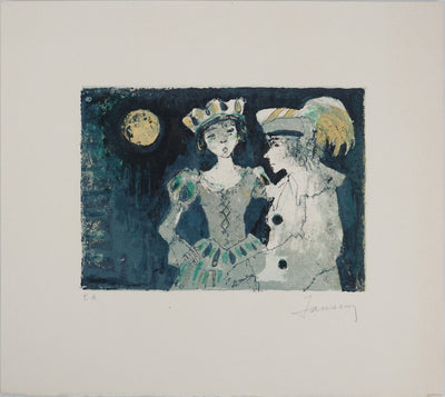 Jean JANSEM : Les amants au clair de lune, Lithographie originale (vue générale) - Crédit photo : Galerie Art.Paris