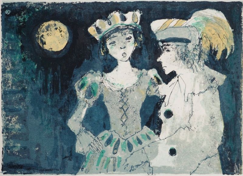 Jean JANSEM : Les amants au clair de lune, Lithographie originale (photo de détail 3) - Crédit photo : Galerie Art.Paris