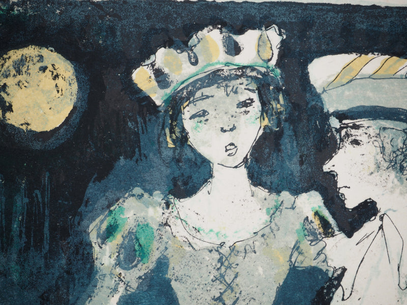 Jean JANSEM : Les amants au clair de lune, Lithographie originale (photo de détail 4) - Crédit photo : Galerie Art.Paris