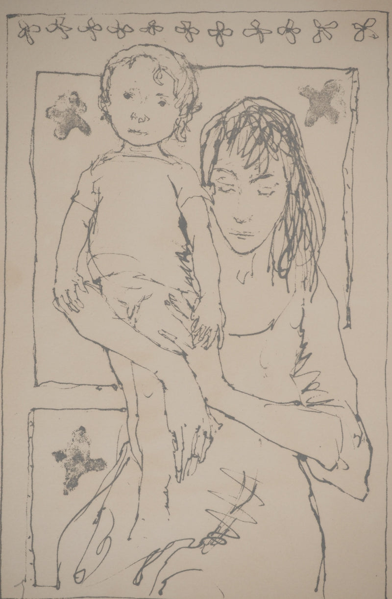 Jean JANSEM : Petit garçon et sa mère, Lithographie originale (photo de détail 3) - Crédit photo : Galerie Art.Paris