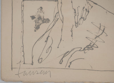 Jean JANSEM : Petit garçon et sa mère, Lithographie originale (photo de détail 2) - Crédit photo : Galerie Art.Paris