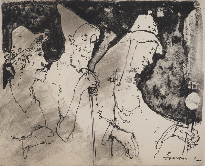 Jean JANSEM : Les trois pèlerins, Lithographie originale (vue générale) - Crédit photo : Galerie Art.Paris
