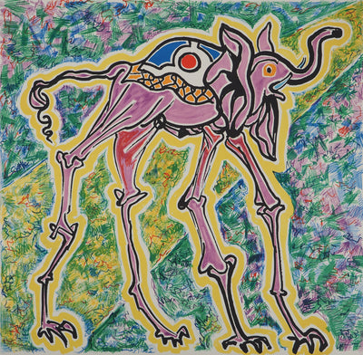 Salvador DALI : Les Vitraux : L'éléphant et la cigogne, Lithographie originale (photo de détail 3) - Crédit photo : Galerie Art.Paris