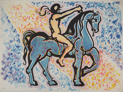 Salvador DALI : Les Vitraux : Le cavalier, Lithographie originale (vue générale) - Crédit photo : Galerie Art.Paris