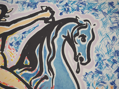 Salvador DALI : Les Vitraux : Le cavalier, Lithographie originale (photo de détail 3) - Crédit photo : Galerie Art.Paris