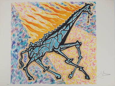 Salvador DALI : Les Vitraux : La girafe en feu, Lithographie originale (vue générale) - Crédit photo : Galerie Art.Paris