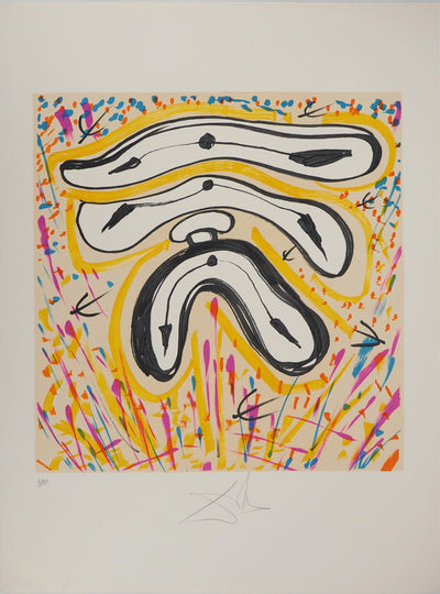 Salvador DALI : Les Vitraux : Les montres molles, Lithographie originale (vue générale) - Crédit photo : Galerie Art.Paris