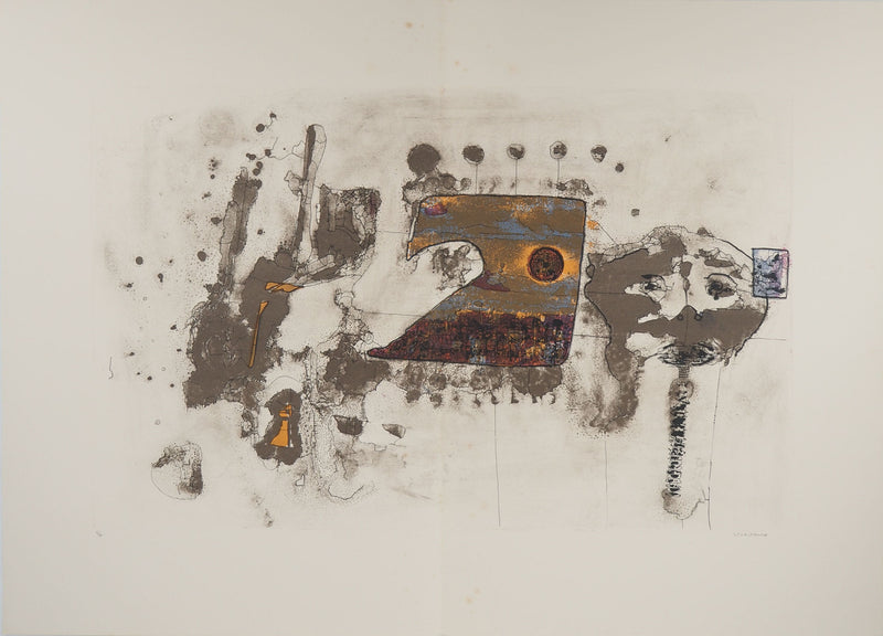 Jean-Pierre VIELFAURE : Composition abstraite, Lithographie originale (vue générale) - Crédit photo : Galerie Art.Paris