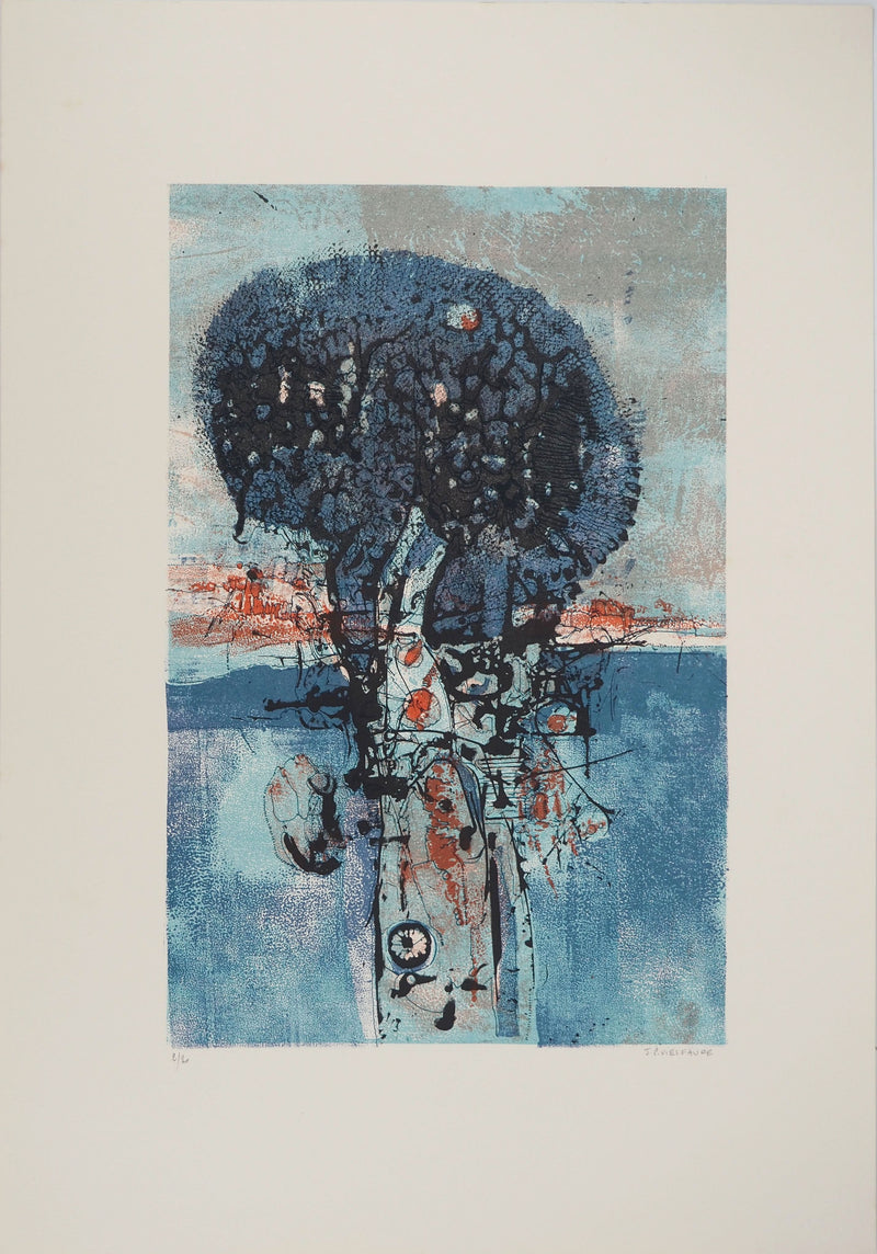 Jean-Pierre VIELFAURE : Entre ciel et terre, Lithographie originale (vue générale) - Crédit photo : Galerie Art.Paris
