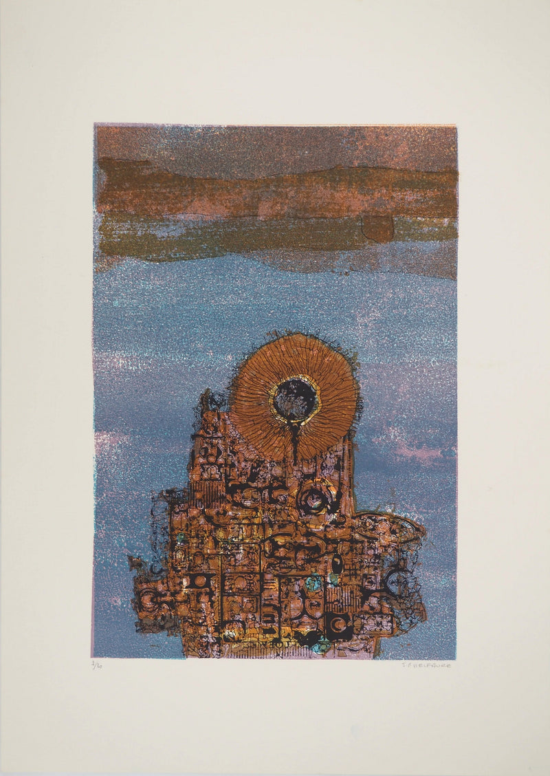 Jean-Pierre VIELFAURE : Tournesol céleste, Lithographie originale (vue générale) - Crédit photo : Galerie Art.Paris