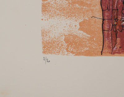Jean-Pierre VIELFAURE : Figure abstraite, Lithographie originale (photo de détail 6) - Crédit photo : Galerie Art.Paris